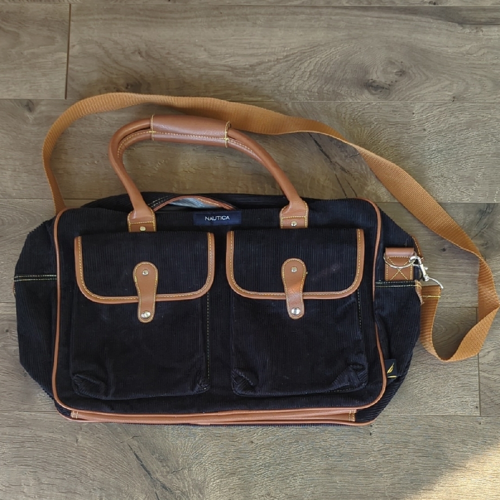 Nautica Men's Navy and Brown Messenger Bag
